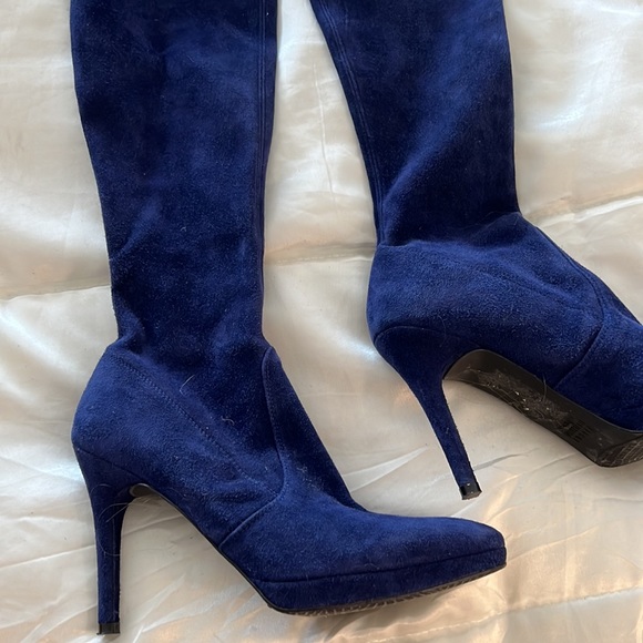 Blue Suede Stuart Weitzman Thigh High Boots - Picture 2 of 4